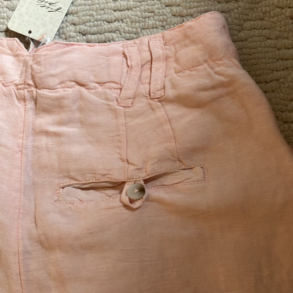 Free People Calla pleated high waist linen blend 4” shorts NWT 0 - Picture 8 of 13